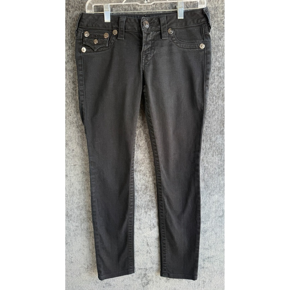 True‎ Religion Brand Jeans Womens 27 Black Skinny Straight Denim Made In USA